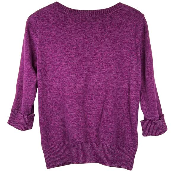 Karen Scott Cable Knit Button Detail Sweater Women's M 3/4 Sleeve Pink Purple - Picture 2 of 8
